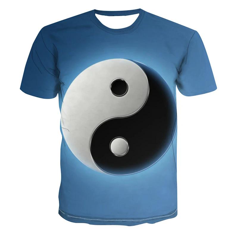 3D Tai Chi Yin Yang Printed Men's T-shirt, Street Fashion Personality,