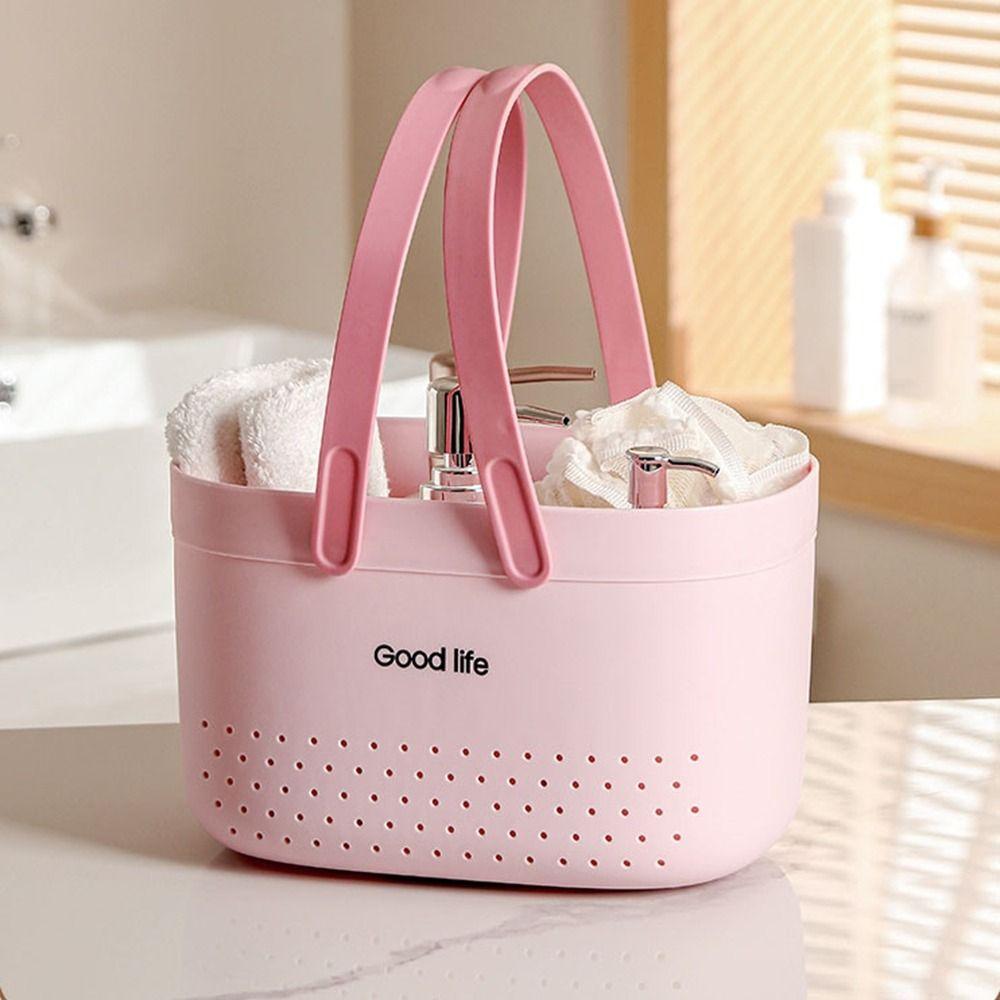 

Portable Bath Drain Basket Plastic Shower Cosmetics Container Sundries Storage Basket for Home