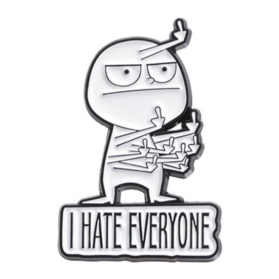 

2 шт. Я НЕНАВИЖУ ВСЕХ СМЕШНАЯ брошь мультфильм мужчина средний палец металлическая булавка свитер мужчины женщины модные украшения