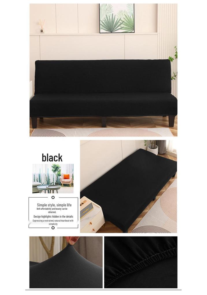 Solid Color Foldable Armless Sofa Bed Cover