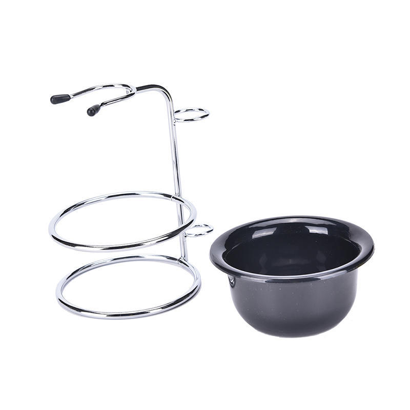 Stainless Steel Shaving Brush Stand Razor Holder Black Shaving Bowl Mug Set
