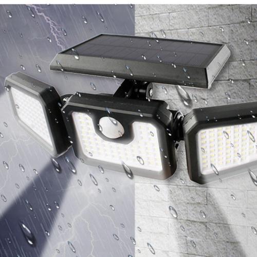 Solar Induction 138LED Three Head Rotatable Wall Lamp Outdoor Light Control Waterproof Road Lighting Courtyard Street Lamp