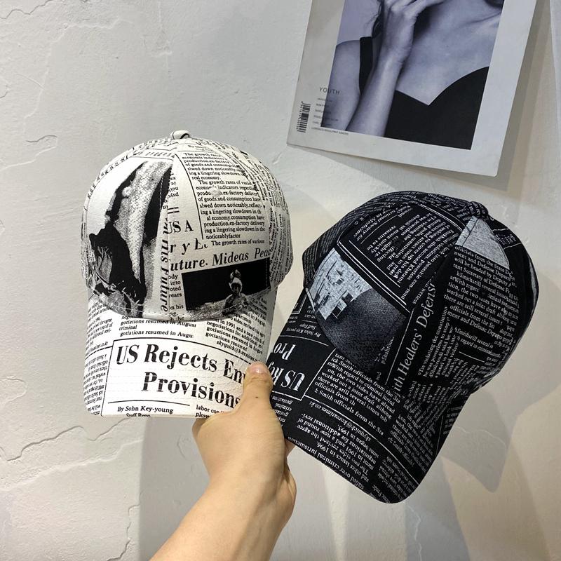 Gorra con diseño de periódico Unisex, gorra de béisbol informal con estampado de grafiti, sombreros ajustables para mujeres y hombres, gorro de Hip Hop callejero