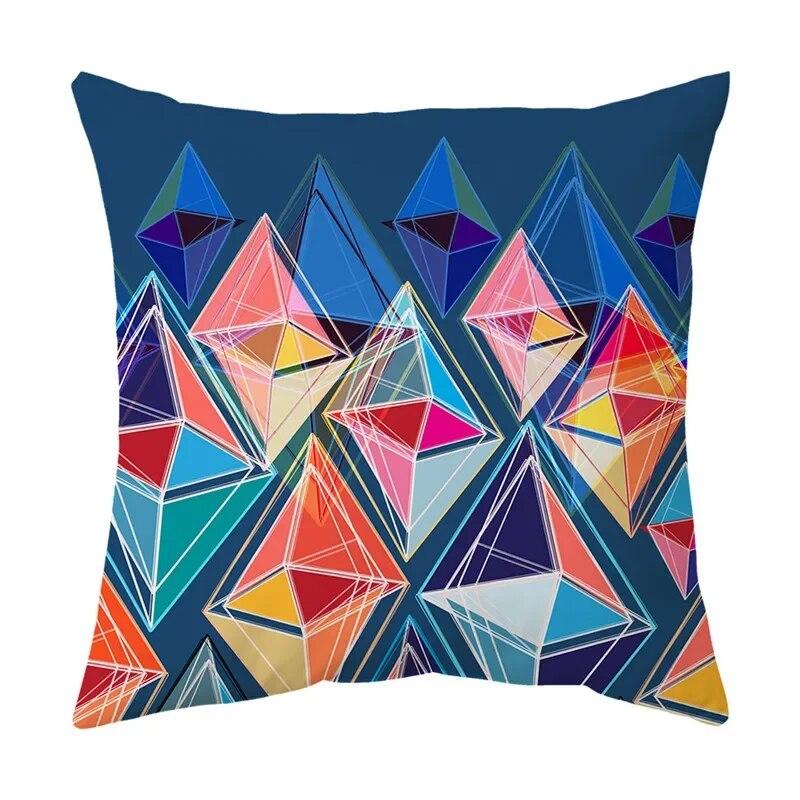 Modern Living Room Sofa Pillowcase Office Car  Colorful Geometric Line Mosaic Pattern Cushion Cover