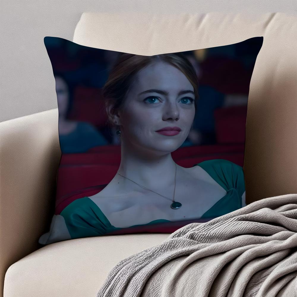 Actress EEmma Stone Cushion Cover Pillowcase Antidustmite Invisible Zipper Short Plush Sofa Cushion