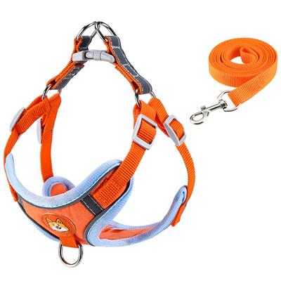 Pet Harness Leash Reflective Stripe Breathable Comfortable Adjustable Dog Vest Leash Set for Outdoor Walking Travel