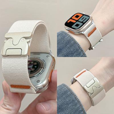 For Apple S10 Nylon Elastic Strap Apple Watch9/8/7 Ultra Parachute Buckle Wristband