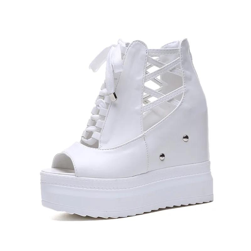 Fashion Summer Inner Height Women's Sandals 12cm Super High-heeled Wedge Heels Platform Roman Shoes New Fashion High Heel Platform Pumps