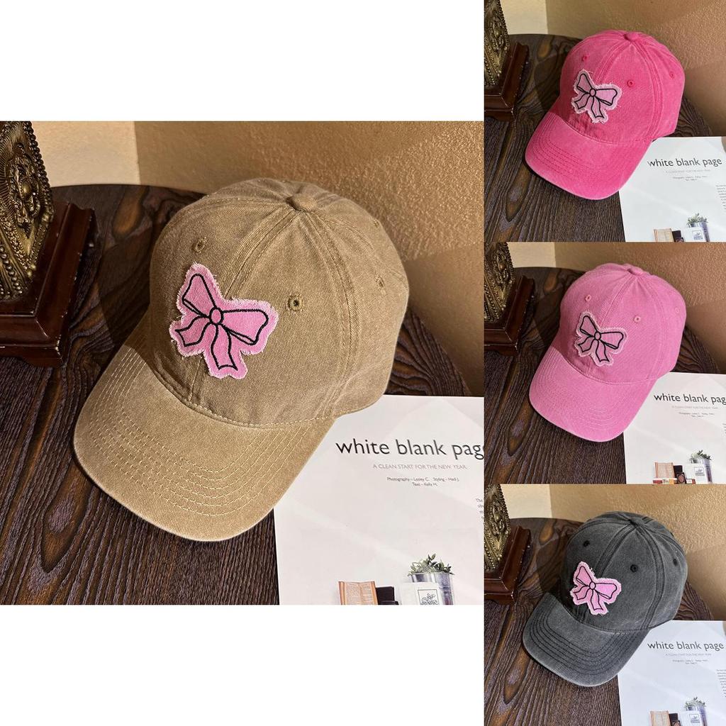 Casual Cotton Bow Baseball Cap With Curved Brim For Daily Wear In Warm Seasons