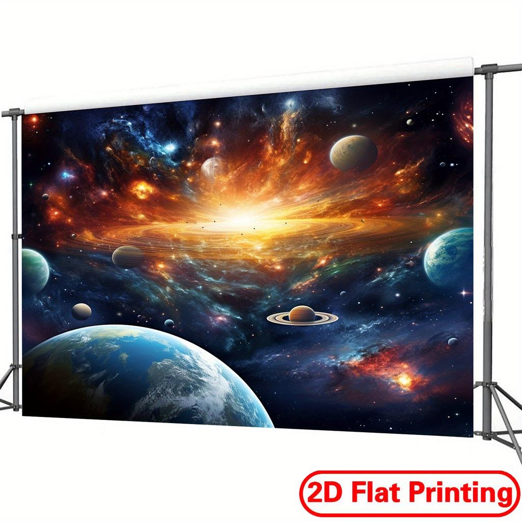 2D Flat Printing Banner for Galaxy & Solar System Tapestry - Space-Themed Wall Hanging for Bedroom, Living Room, Dorm Decor