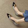 New Comfortable Women's Single Shoes Color Matching Casual Low-top Rubber Soft-soled Large-size Shoes Pointed Four Seasons Wear Low-heeled Lazy Shoes