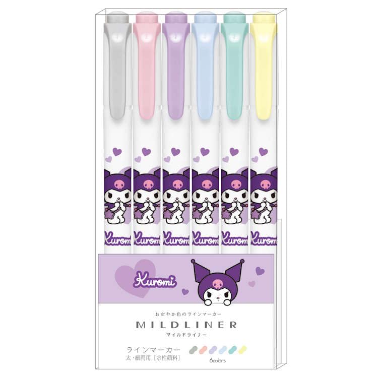 

Kamio Japan Kuromi Mildliner Twin Set of Bold and Fine 248656 6-Color Set, Marker, 6, Tips,