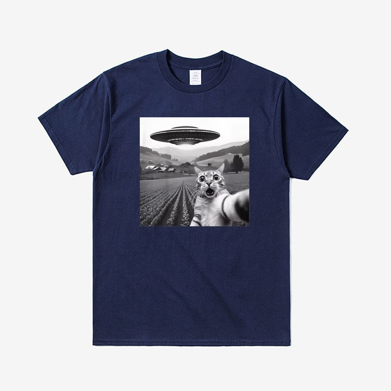 Funny Cat Pattern Men's Print T-Shirt Summer Vintage Kawaii Men's Women's Surfing Beach T-Shirt Unisex Breathable Casual Top