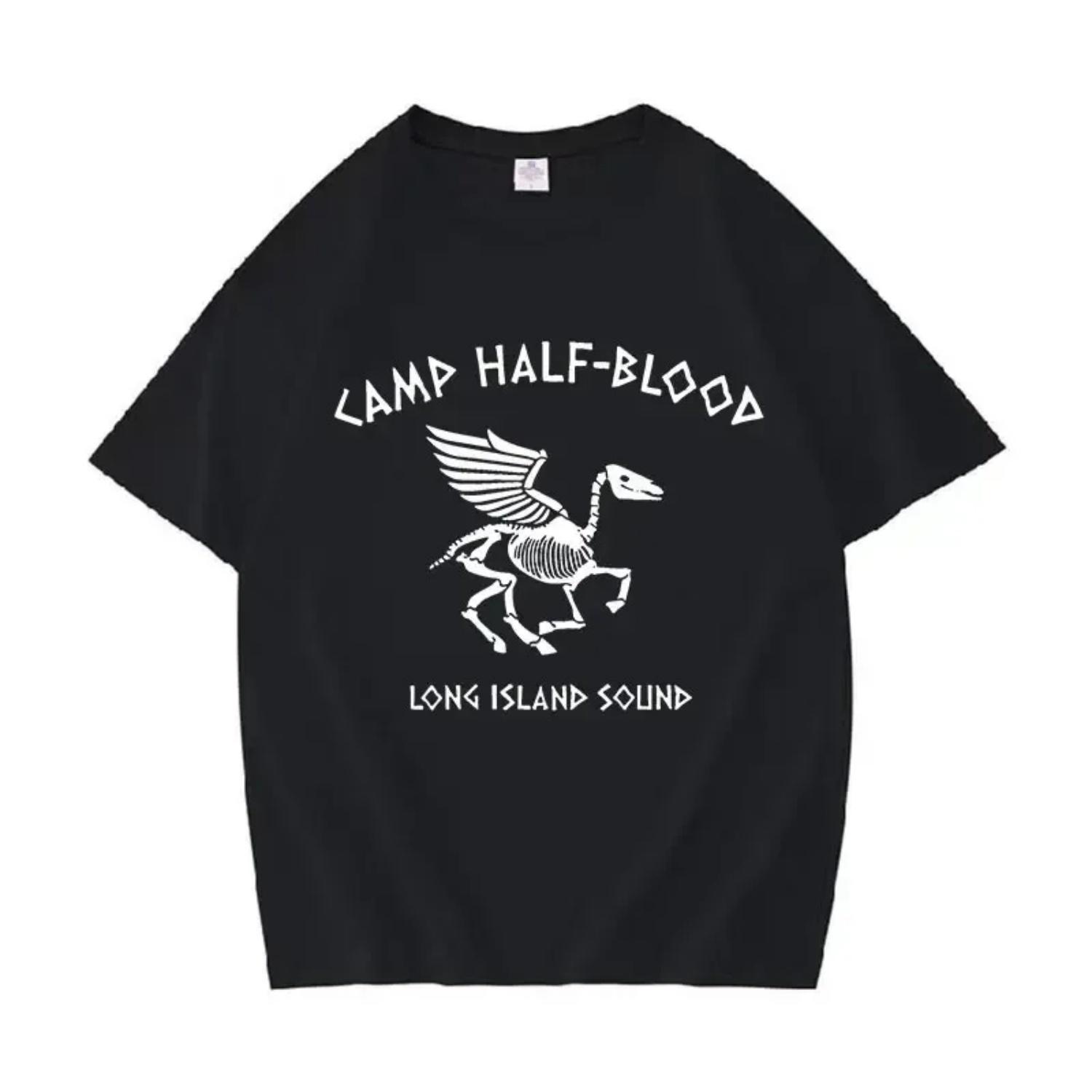 

Camp Half-Blood Long Island Sound Skull Percy Jackson T-Shirt Vintage Casual Oversized T-Shirt Gothic Streetwear Tops S чёрный