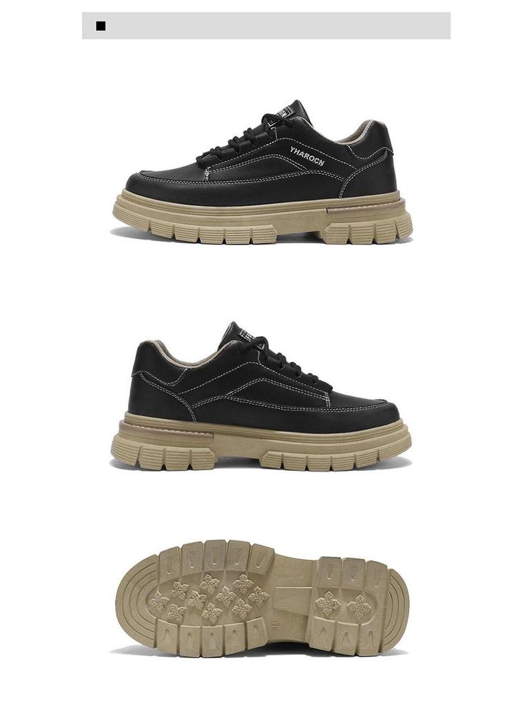 2025 Frühling Herren Atmungsaktive Leder Arbeitskleidung Sneaker - Trendig, Vielseitig, Dicksohlige Freizeitschuhe