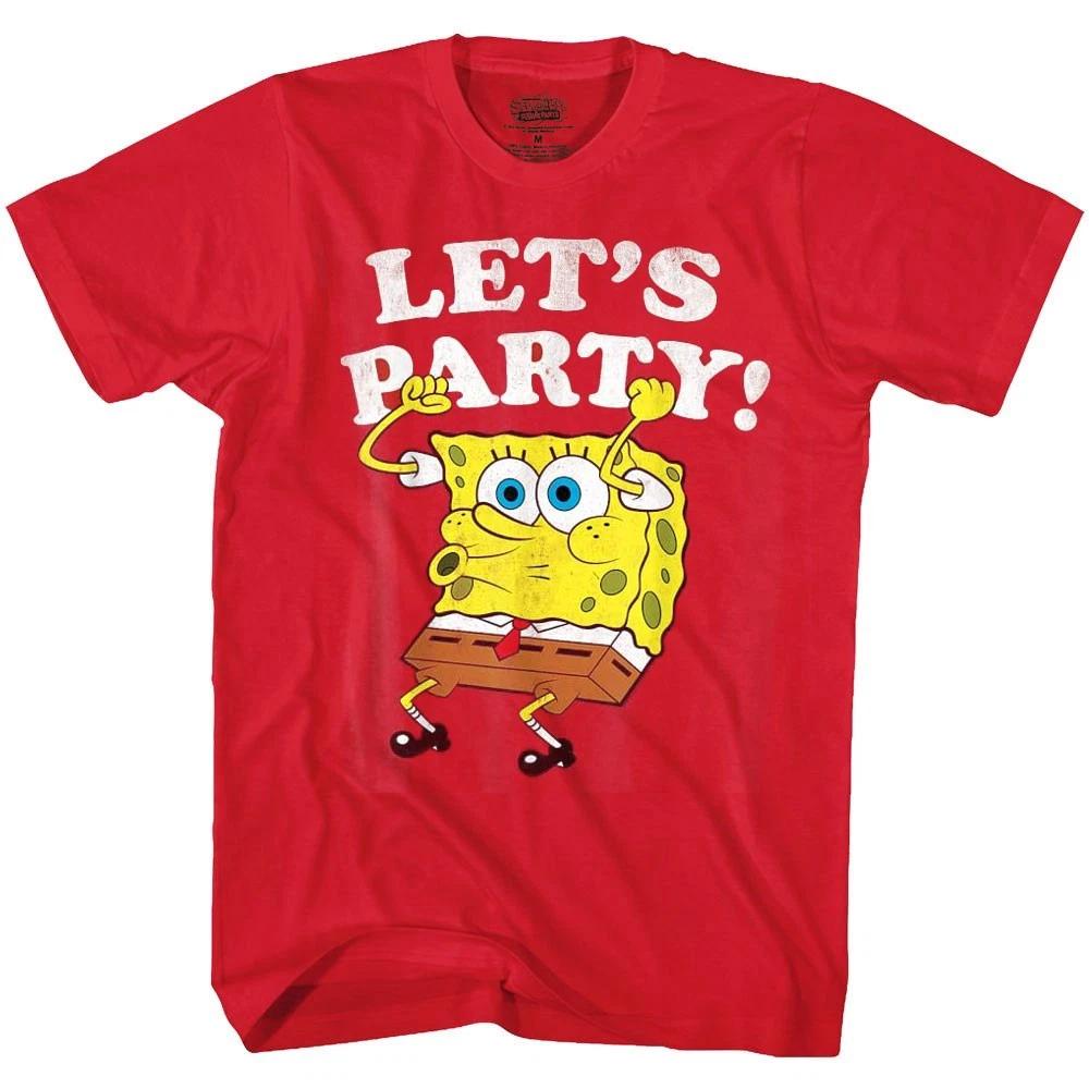 Spongebob Let s Party 100% Cotton T-shirt Mens Tees Top XL