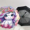1PC Unicorn Flowers Umbrella-8-Rib Reinforced Portable Folding Travel Suitable for All Seasons Outdoor Daily Use-G384