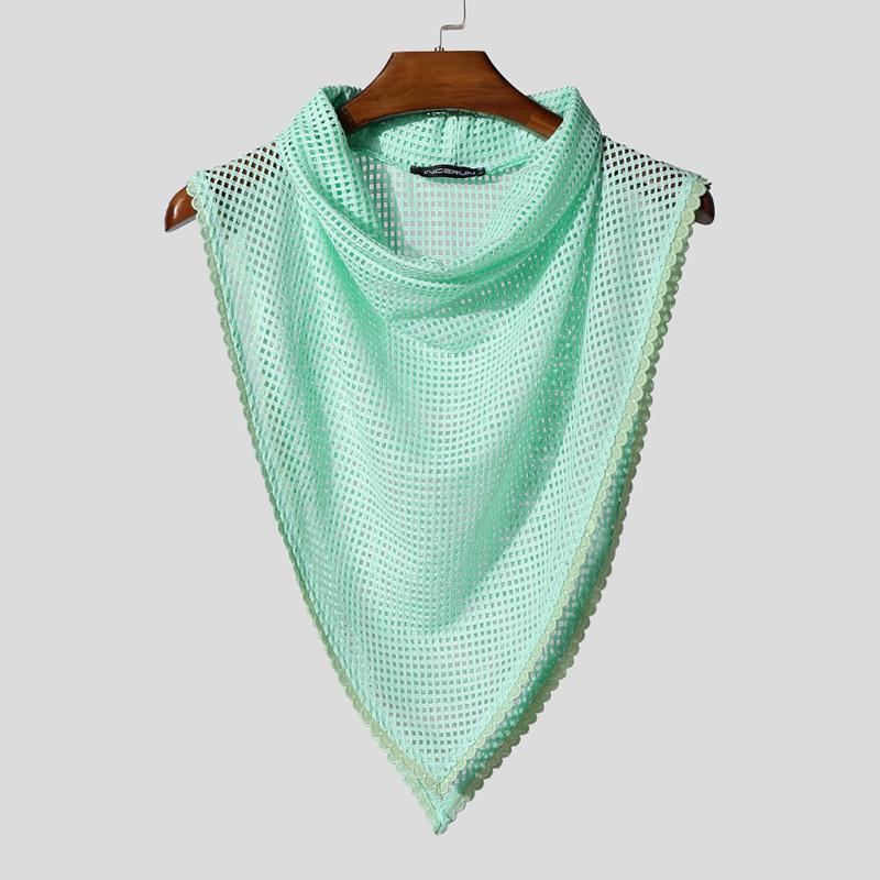 

INCERUN Summer Swing Collar Hollow Mesh Sheer Cropped Irregular Cape Tank Tops 2XL зелёный