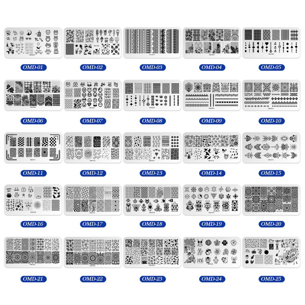 Nail Art Transfer Steel Plate, Rectangular Printing Oil Transfer Printing Steel Plate Blue Film Painted Board Omd Series