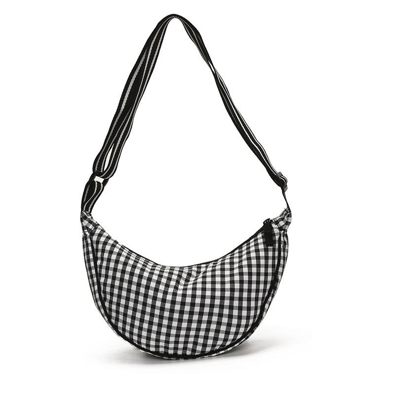 Niche Design Cloth Bag Women's New Fresh Plaid Shoulder Messenger Bag Casual Versatile Dumpling Bag
