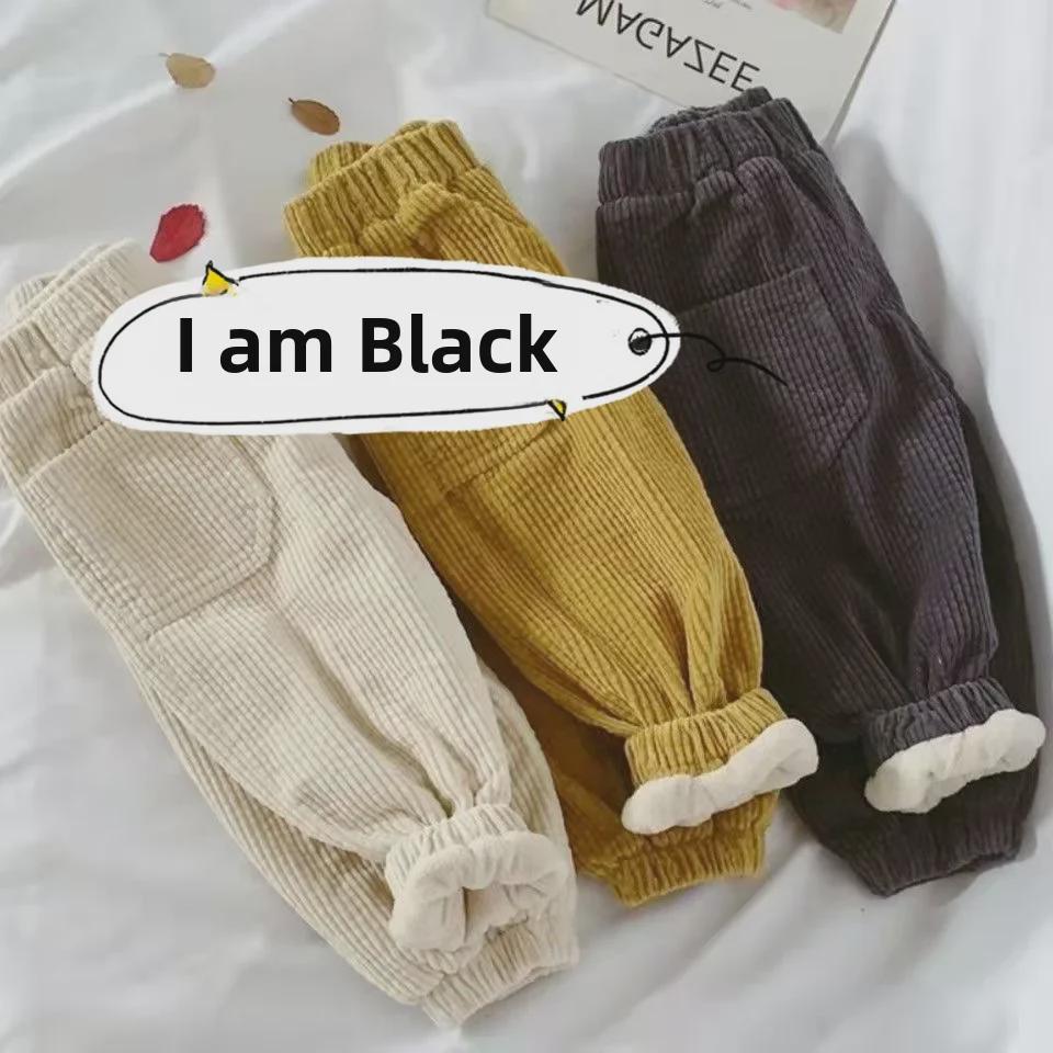 

Осенне-зимние вельветовые брюки для девочек с бархатной подкладкой – утолщенная повседневная и модная спортивная одежда для мальчиков 90