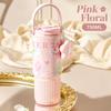 Leakproof Insulated Thermal Cup Floral Printing Vacuum Mug Stainless Steel Tumbler  for Lady Girls