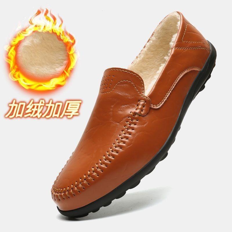 Leather Summer Breathable Doudou Shoes Men's One-pedal Casual Leather Shoes Men's Business Soft Leather Soft-soled Lazy Shoes
