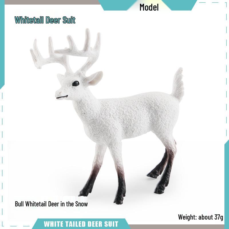 Simulated Christmas Reindeer and White-Tailed Deer Ornament Set