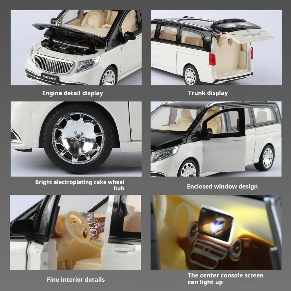 1:24 Mercedes-Maybach VS680 Luxury Large MPV Simulation Alloy Car Model Kids' Toy Car Brithday Gifts Collectible Decoration