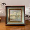 Vintage Wood Wall Frame Retro Photo Frame, Art Display Oriental Aesthetics Splicing Structure Decor, DIY Empty for Calligraphy Ink Paintings