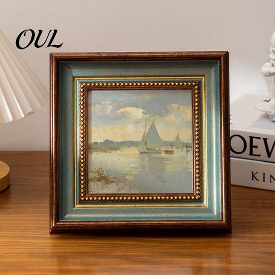 Vintage Wood Wall Frame Retro Photo Frame, Art Display Oriental Aesthetics Splicing Structure Decor, DIY Empty for Calligraphy Ink Paintings