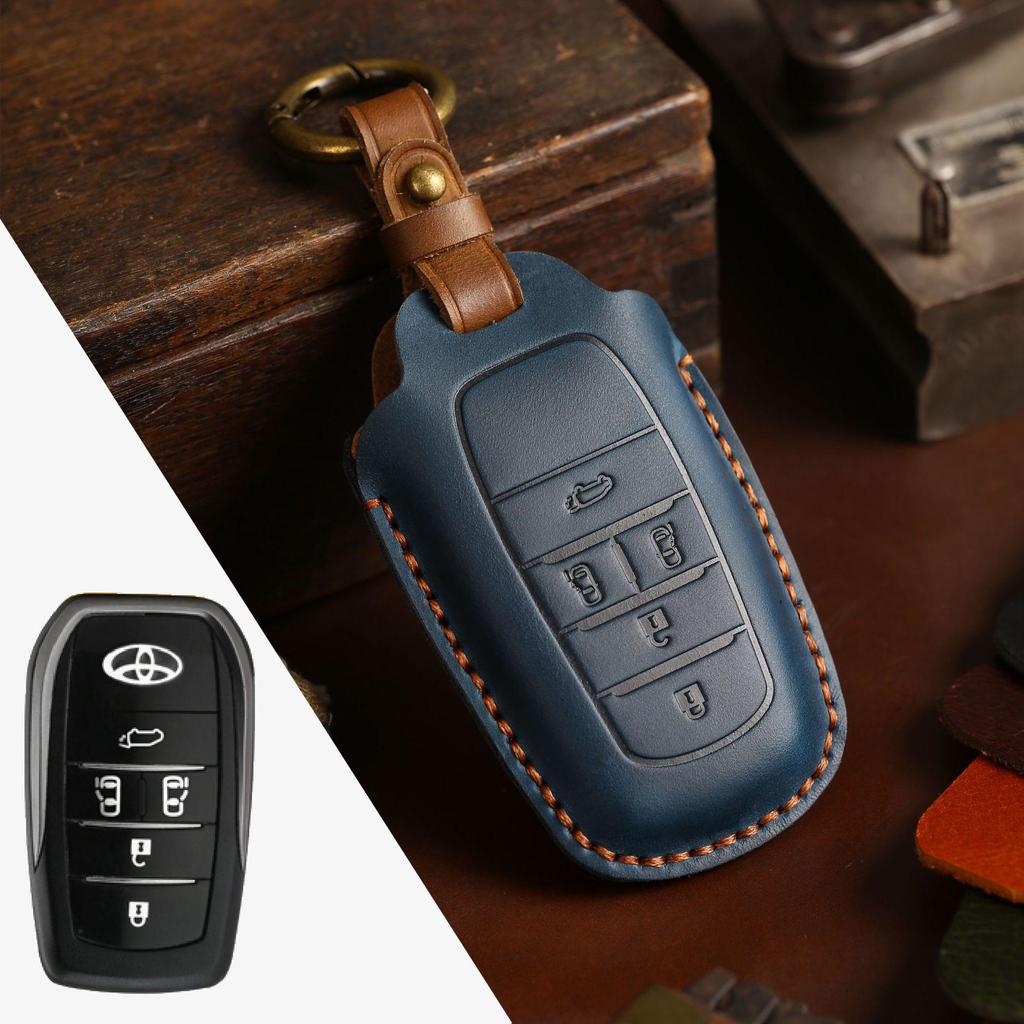 High-Quality Handmade Senna Cowhide Key Cover for Toyota Alpha