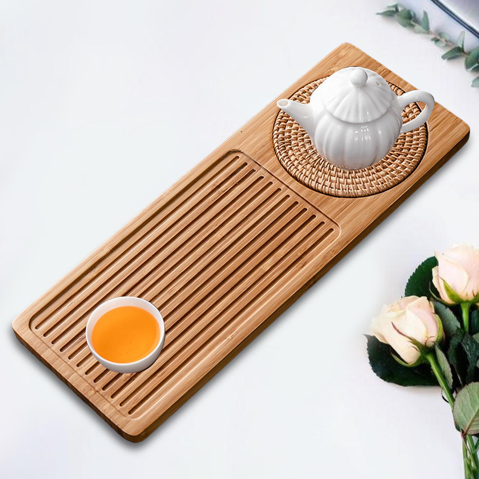 Chinese Traditional Bamboo Tea Tray with Water Storage Box Vintage Rustic Style Chinese Tea Serving Tray For Home Offiice