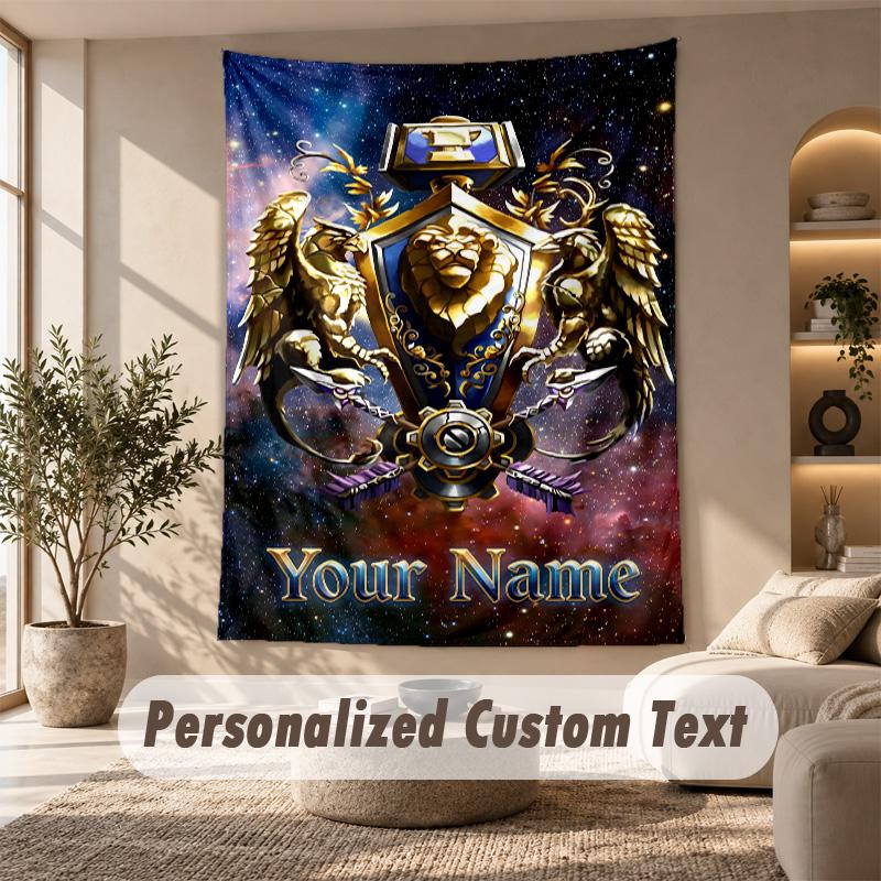 Tapestry Custom Name Text, Wall Hanging Tapestry Home Room DecorWorld of Warcraft