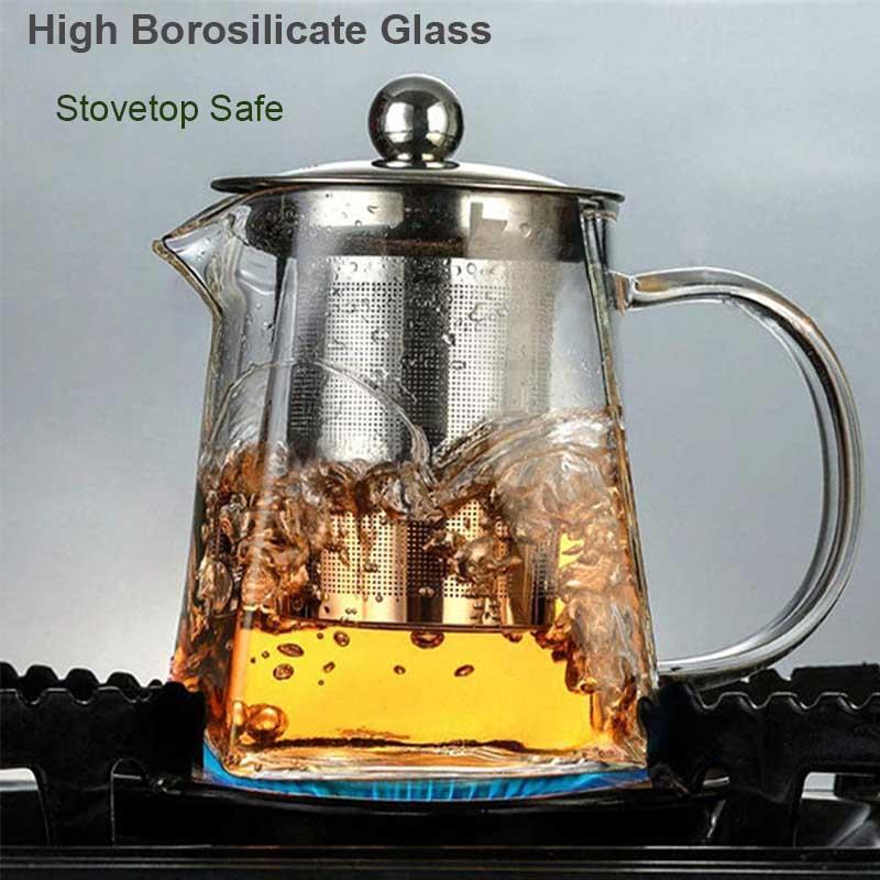 Glass Tea Infuser Borosilicate Glass Teapot With Removable Filter Clear Glass Flower Tea Pot Teacup Juice Jug Teaware Set