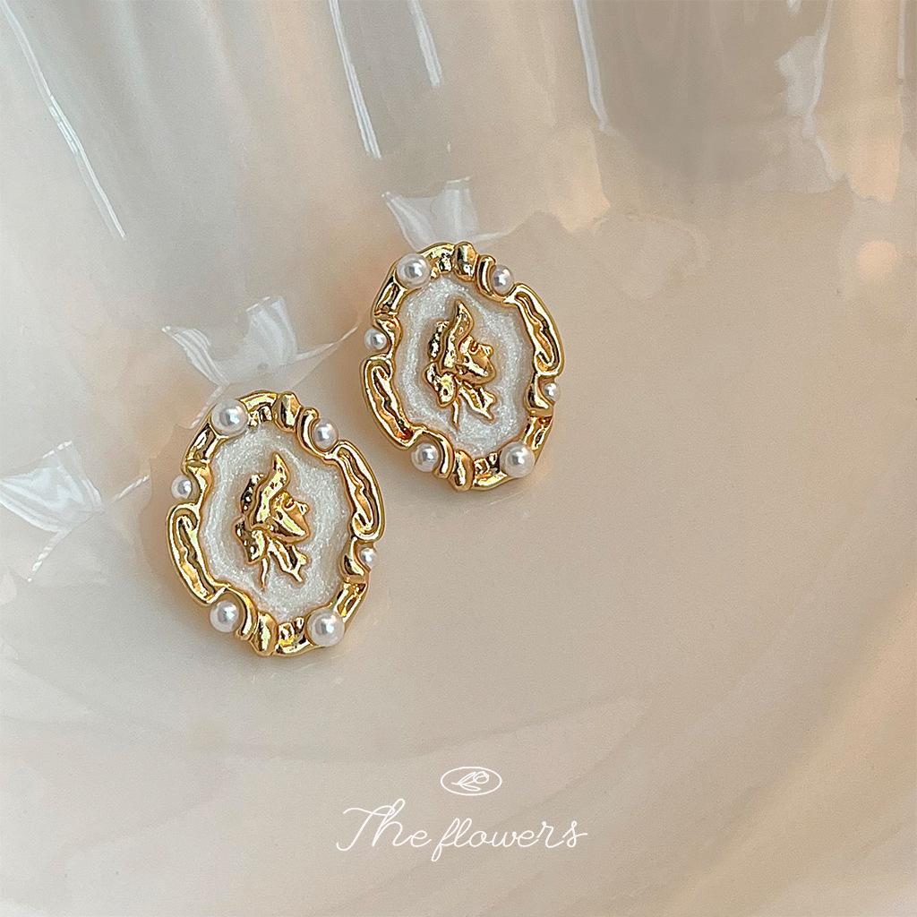 Französische Retro Unregelmäßige Tropfenöl Ohrringe - Hongkong Stil