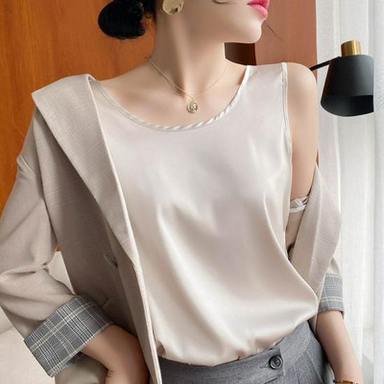 Plus Size Satin Acetate Silk Camisole for Women - Versatile Base Layer or Outerwear