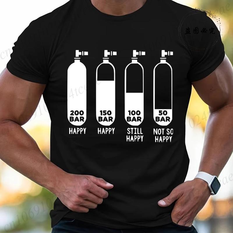 New Trendy Summer Tshirts Fashion Men Women Tshirt Funny Diving Divers 200 Bar Print Tshirts Short Sleeve Tops Diving Tshirts