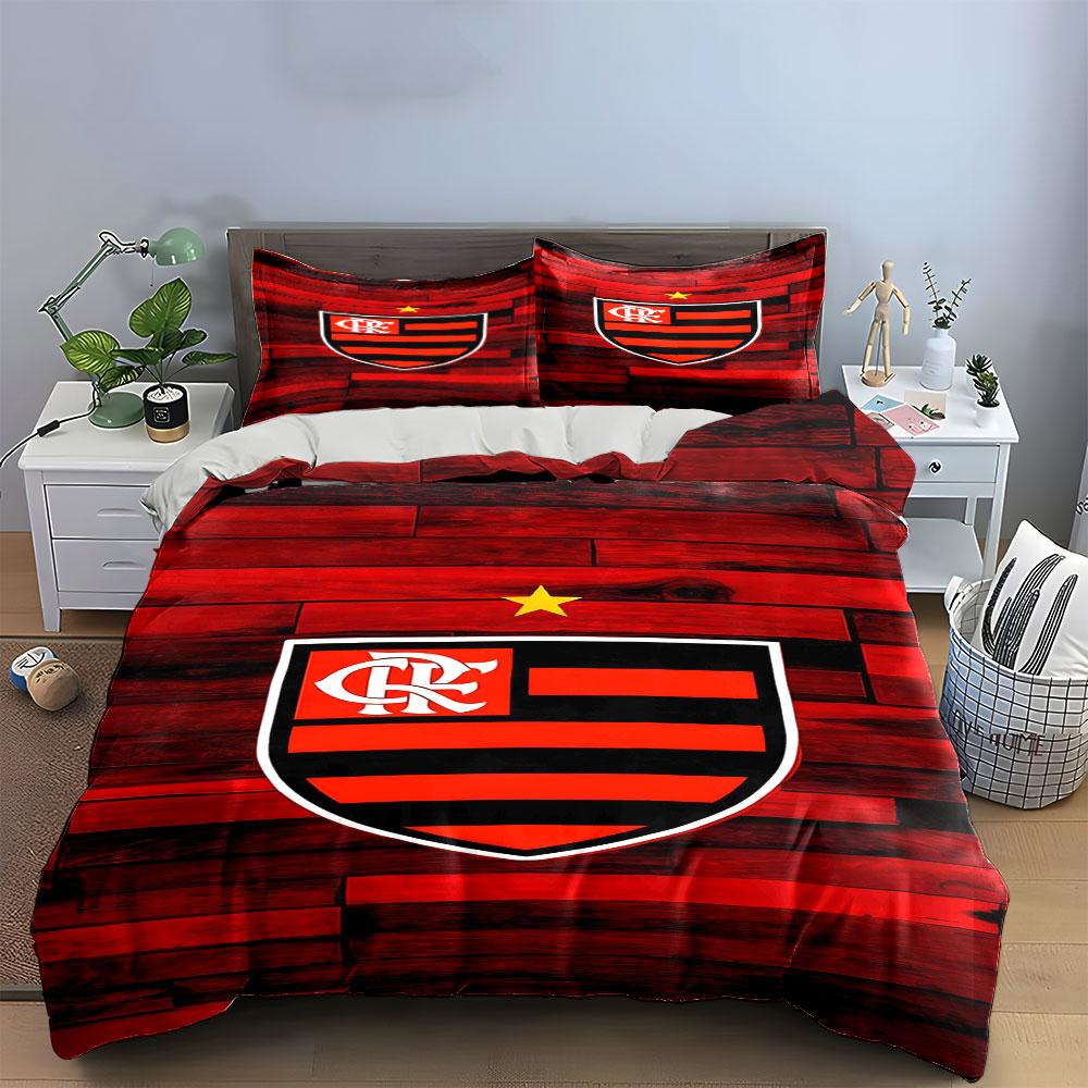 Red-striped Shield Logo. Bedding Sets Duvet Cover Sets Duvet Covers Pillowcases(1 * Duvet Cover 2 * Pillowcases, Without Duvet Insert)