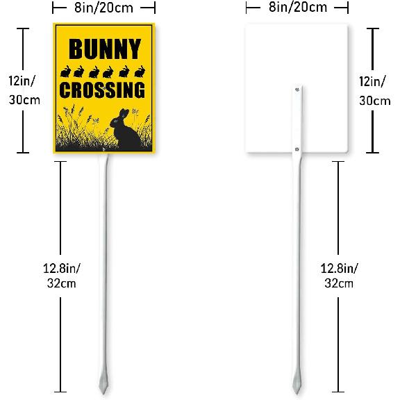 Bunny Crossing Sign With Stake Slow Down Sign For Neighborhoods Yard Farm Aluminium Caution 8x12inch Lawn Yard Grass Prop Animal