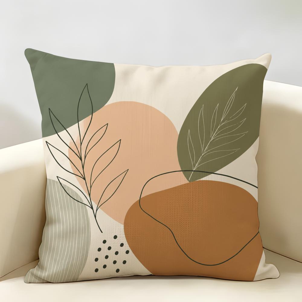 Boho Grün Abstrakt Kissenbezug Langlebig Hypoallergen Bio-Leinen Kissenbezug Waschbar