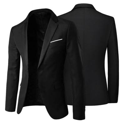 Herren Anzugjacke Revers Langarm Anzugjacke mit Pattentaschen Einfarbig Einknopf Formelle Business-Oberbekleidung