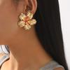 Retro Vintage Gold Flower Earrings Elegant Rhinestone Stud Earrings High Grade Women Fashion Earrings