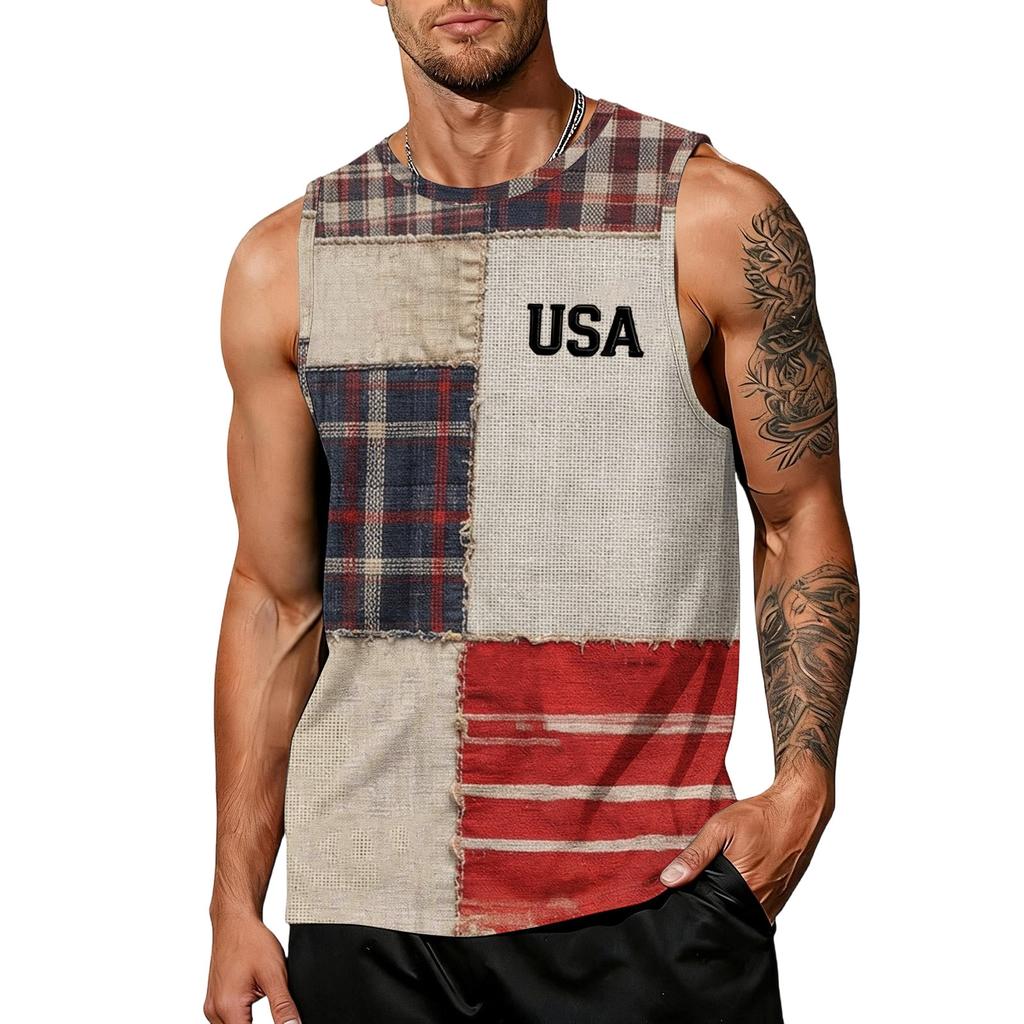 Uomo 4 Luglio Camicie USA Muscolo Senza Maniche Magliette Patriottiche