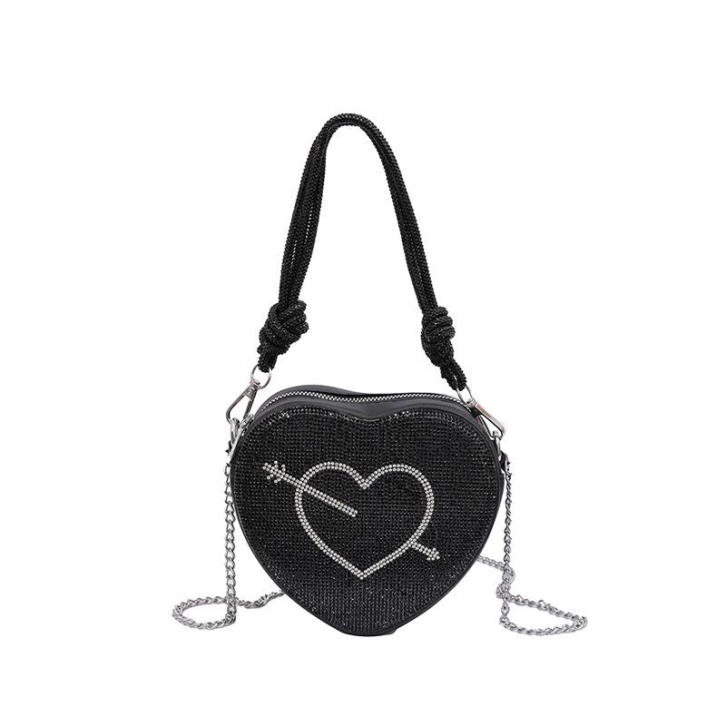 Bags women's bag fashion bright diamond love shoulder bag 2025 new Mori girl shoulder chain messenger bag