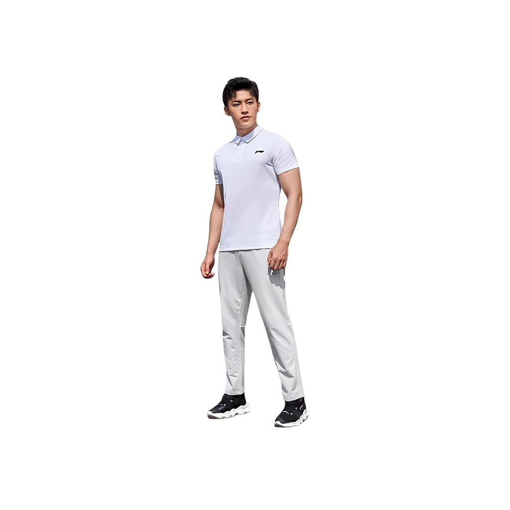 Li Ning Plain Color Breathable Short Sleeve Polo Shirt Men tops White APLT197-1