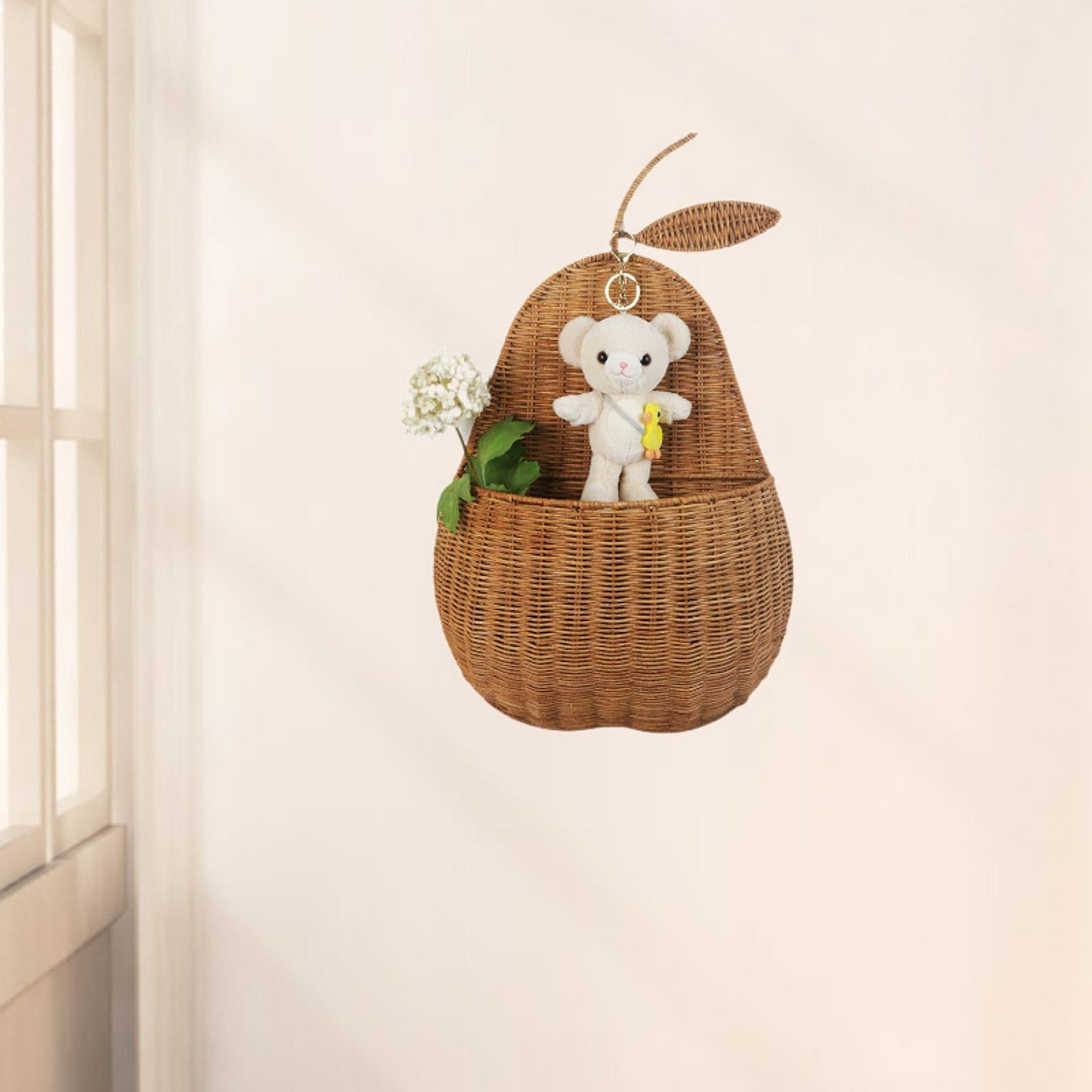 

Плетеная корзина для входной двери, плетеная вручную ротанговая семейная органайзер для ванной комнаты, спальни, прихожей, открытого плетения, подвесного настенного хранения грушевый