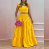 Damen Locker Sitzendes Zweiteiliges Passendes Set Ärmelloses Rüschen Crop Top Elastischer Hoher Bund Stufenrock Maxirock Anzug