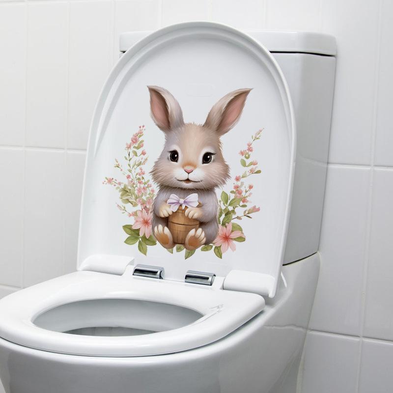 Creative Realistic Cute Cat Vision 3D Toilet Sticker Fun Animal Bathroom Toilet Lid Decor Self-adhesive PVC Waterproof Painting
