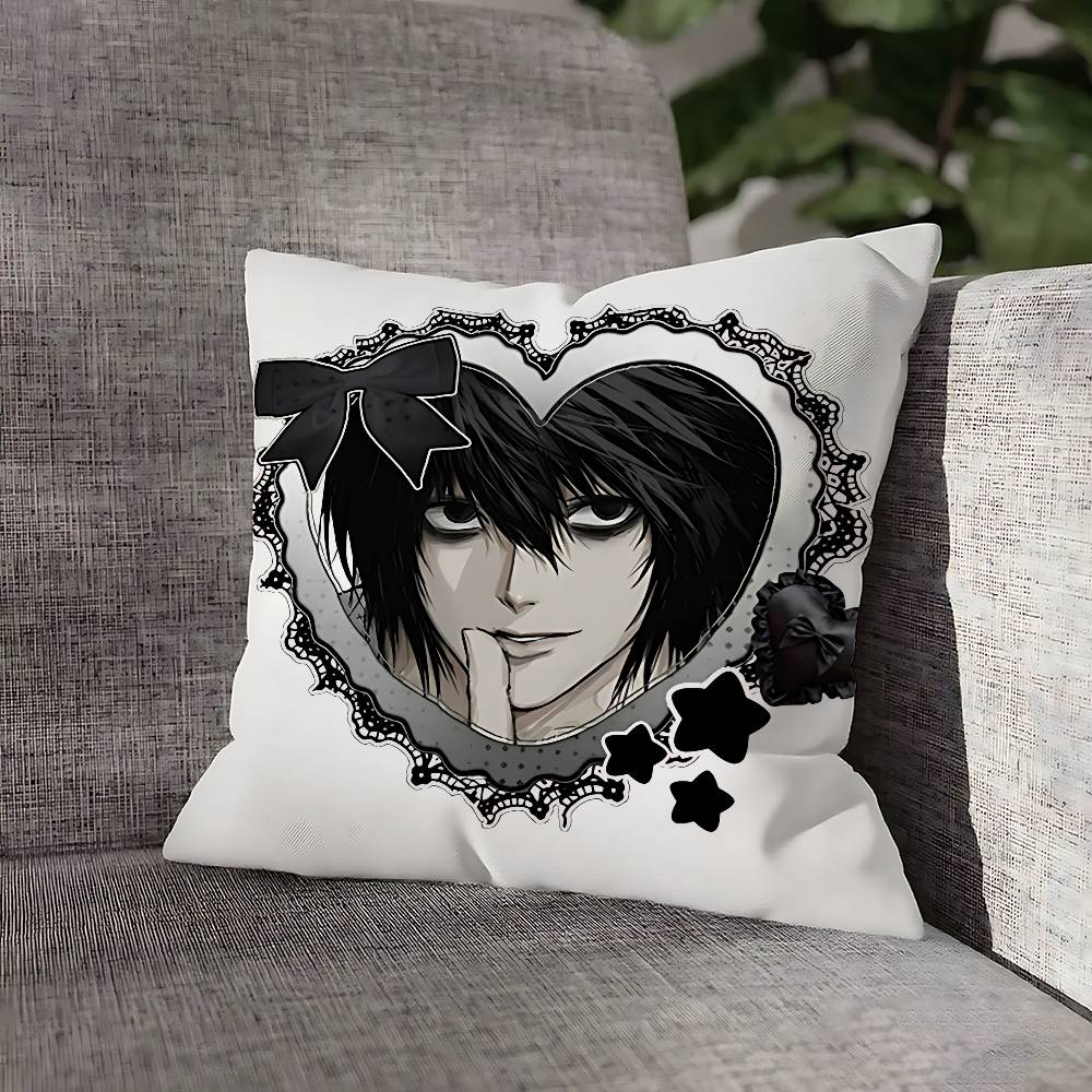 D-Death Misa L Yagami N-Note Pillow Case For Sofa Decor Car Office Room Printing Cushion Cover Decorations and Protector